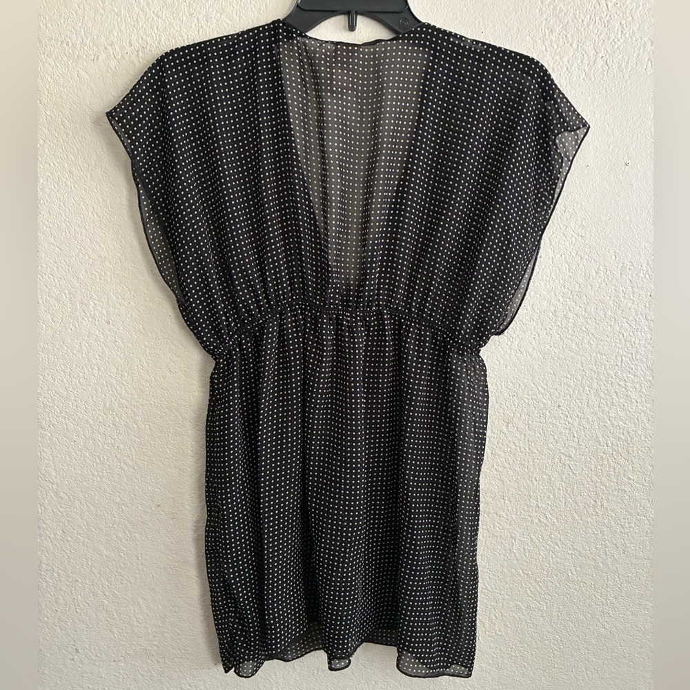 New Tower Black Sheer White Polka Dots Pattern S - Picture 4 of 12